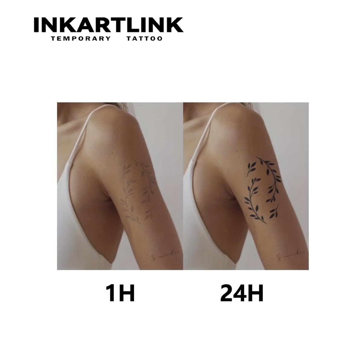 INKARTLINK Semi Permanent Tattoo, Temporary Tattoo, party tattoo, beautiful and realistic design, fun tattoo experience, cruelty-free, non-reflective, waterproof (Palm Leaf)