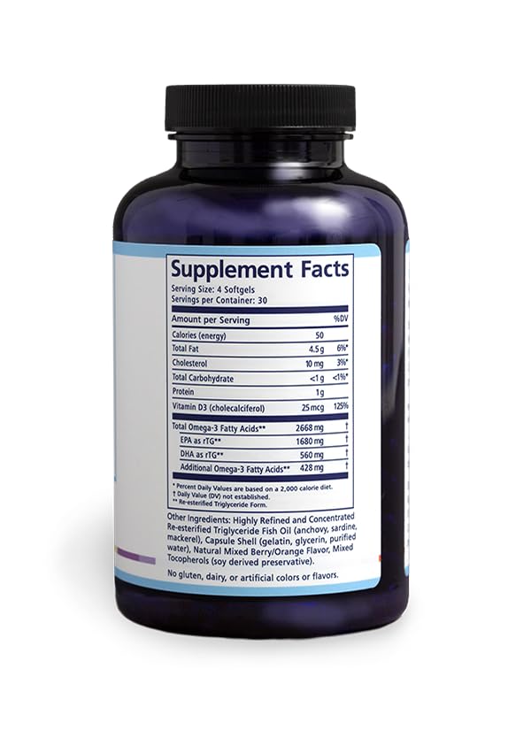 PRN De Dry Eye Omega 3 Fish Oil – Support for Dry Eyes - 2240mg EPA & DHA in Triglyceride Formula – New & Improved-Burpless-1 serving, 1-month supply