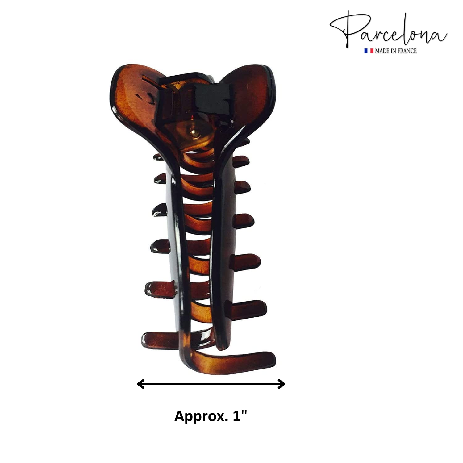 Parcelona French Boss Thin and Narrow Medium Tortoise Shell Covered Spring Jaw Hair Claw Clip Clutcher Clamp