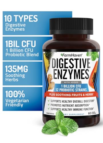 FarmHaven Digestive Enzymes with 18 Probiotics & Herbs | Papaya, Bromelain, Protease & More for Lactose Absorption & Better Digestion | Helps Bloating, Gas, Constipation | Vegetarian, 300 Capsules