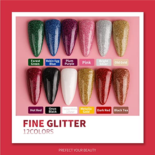 Teenitor Fine Glitter, Glitter for Nails Art, Extra Fine Glitter, Festival Glitter,5g*12