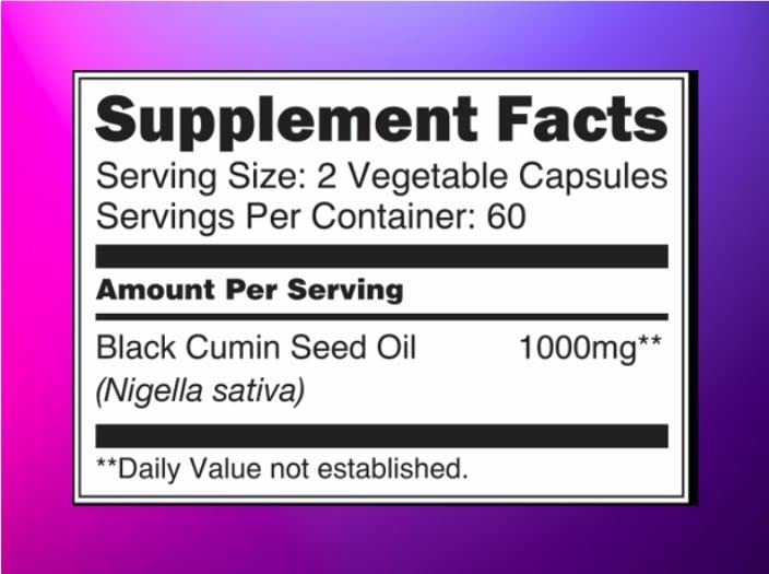 Black Seed Oil Capsules 1000mg - Premium Black Cumin Seed Oil Capsules - Black Seed Oil Liquid Pills - Virgin Cold Pressed Nigella Sativa Oil Pills - Blackseed Oil - 120 Cap (2 Month Supply)