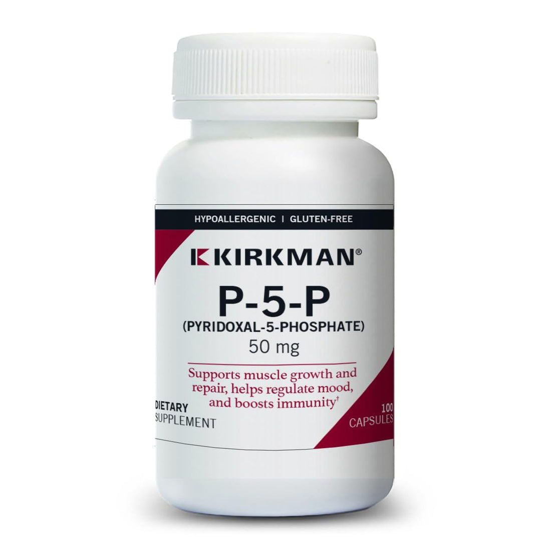 Kirkman – P-5-P (Pyridoxal 5-Phosphate, Vitamin B-6 Metabolite) 50 mg - Hypoallergenic 100 Count