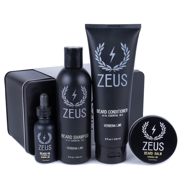 Zeus Everyday Beard Grooming Kit- Men's Daily Set for Quality Beard Maintenance (Verbena Lime)