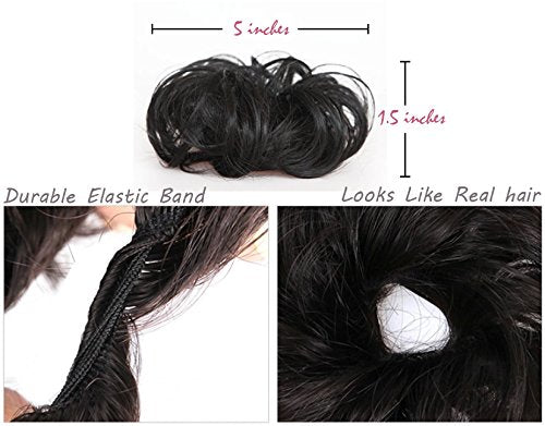 12#-Light Brown : OneDor® Ladies Synthetic Wavy Curly or Messy Dish Hair Bun Extension Hairpiece Scrunchie Chignon Tray Ponytail (12#-Light Brown)