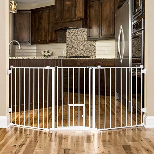 Carlson 76 Inch Wide Flexi Configurable Walk Through Pet Gate,Off-white
