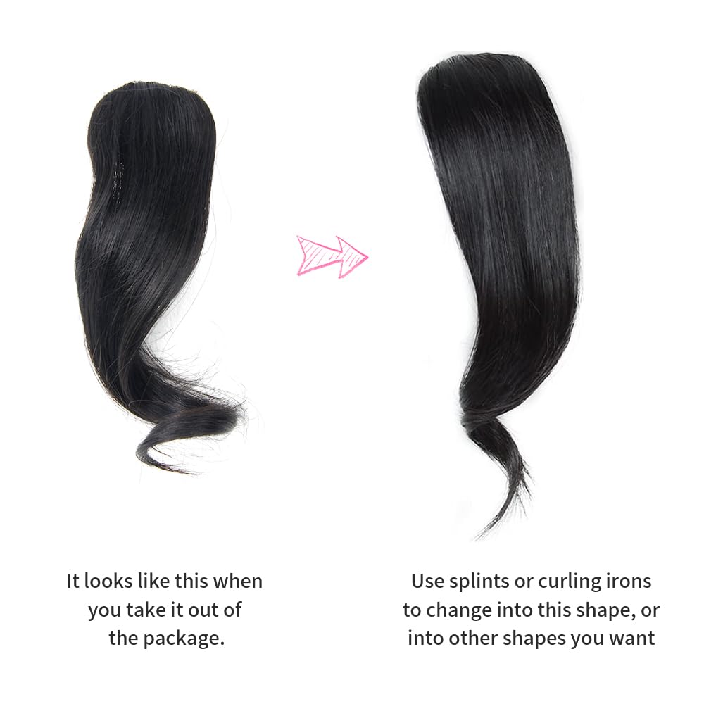 Dsoar 2PCS Wave Side Bang Clip in Bangs Real Human Hair Wave Fringe Hair Extensions(Natural Black Color)