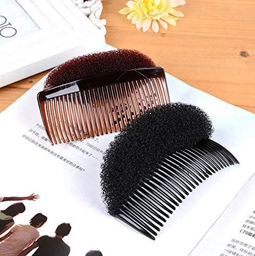 2Pcs Charming Bump It Up Volume Inserts Hair Comb Hair Stick Bun Maker Tool Do Beehive Hair Base Styling Accessories For Women Lady Girl(1 Black+1 Brown)