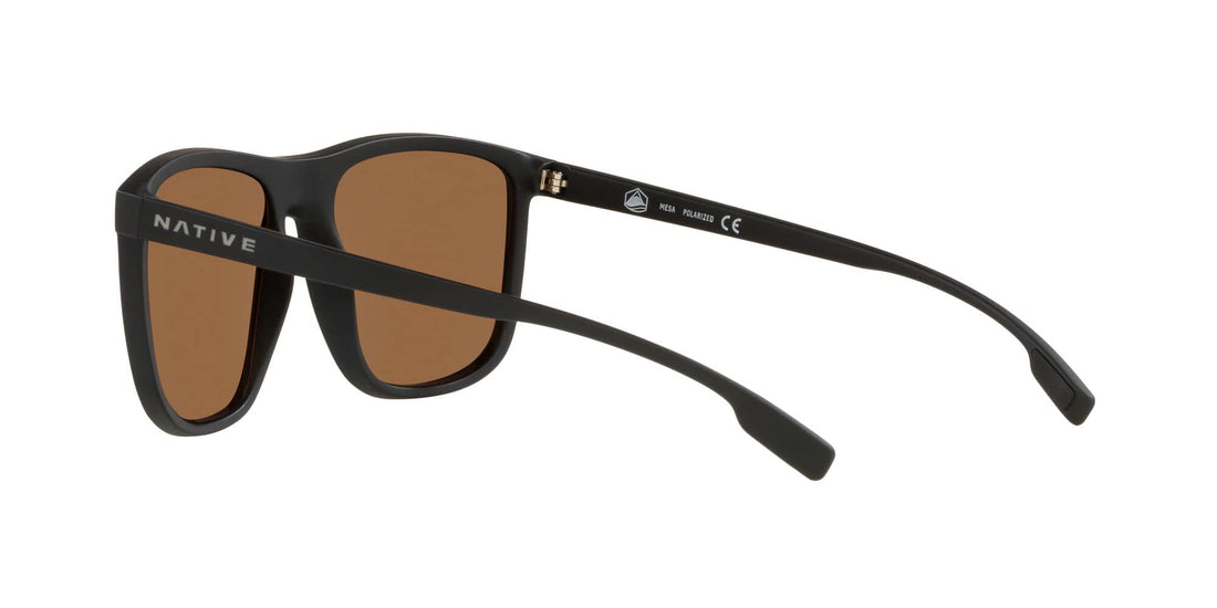 Native Mesa Square Sunglasses, Matte Black/Polarized Bronze Reflex, 57 mm