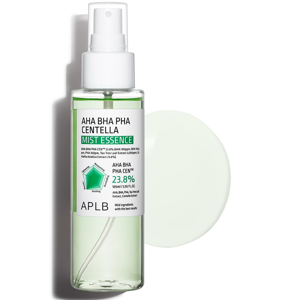 APLB AHA BHA PHA Centella Mist Essence | AHA BHA PHA CEN™ 23.8% 3.55 FL.OZ/Korean Skincare, Exfoliant, Replenishing Moisture, Revitalize for Gentle and Improve Skin Texture