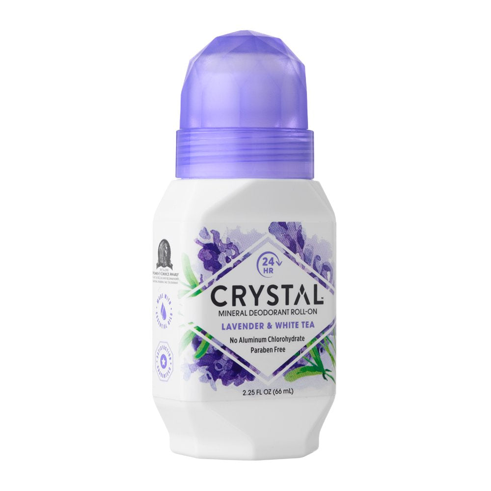 CRYSTAL essence Mineral Deodorant Roll-On - Lavender and White Tea (2.25 fl oz) - 12 Pack