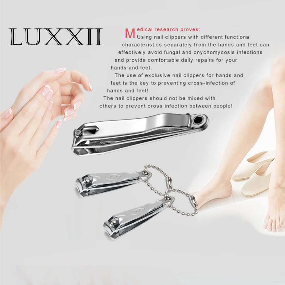 Luxxii (3 Pack) Sharp Sturdy Nail Clippers Set with Nail File Toenail & Fingernail Clippers Nail Cutter Clipper Gift Set for Men and Women (A)