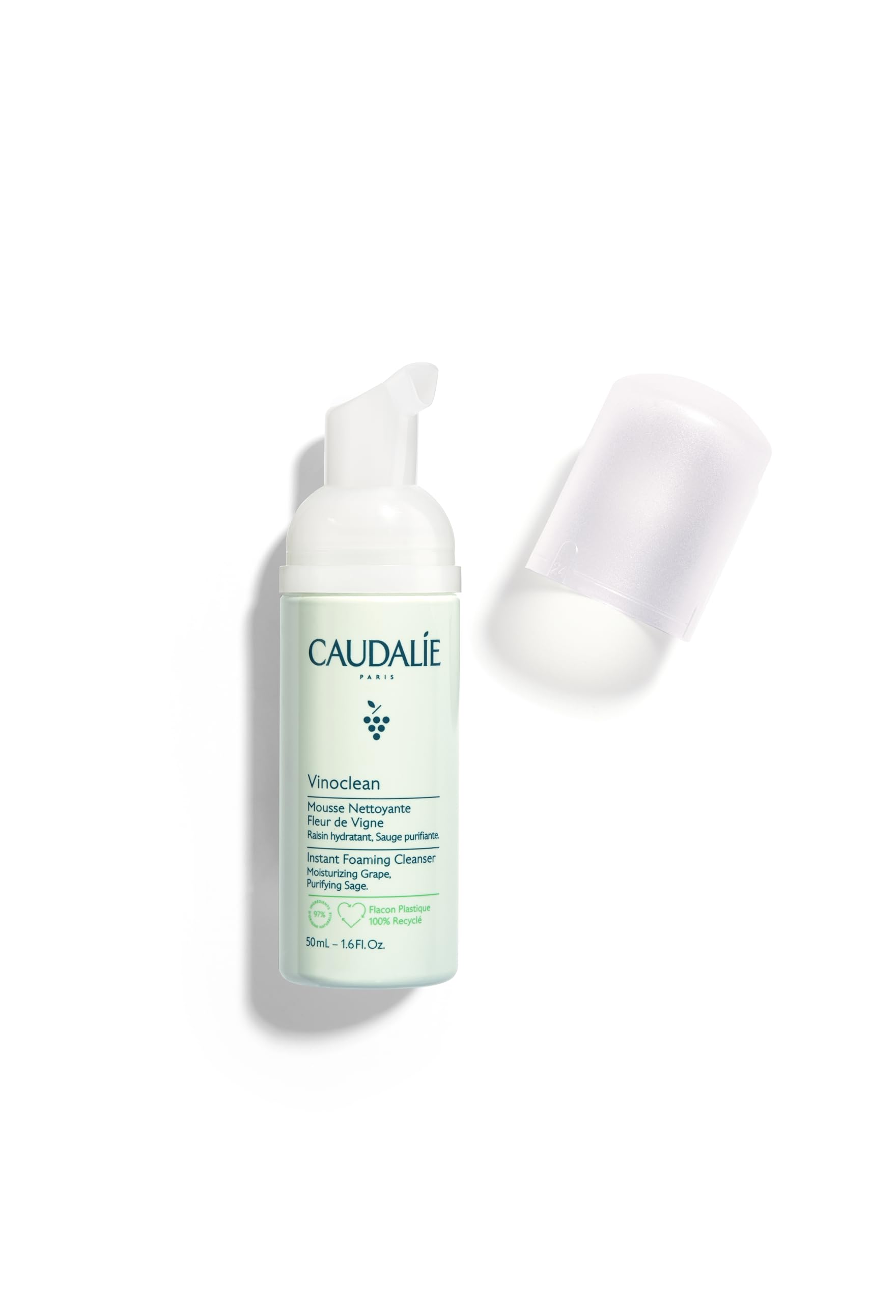 Caudalie Vinoclean Gentle Foaming Cleanser Travel Size, Instant Foaming Cleanser, 50 mL