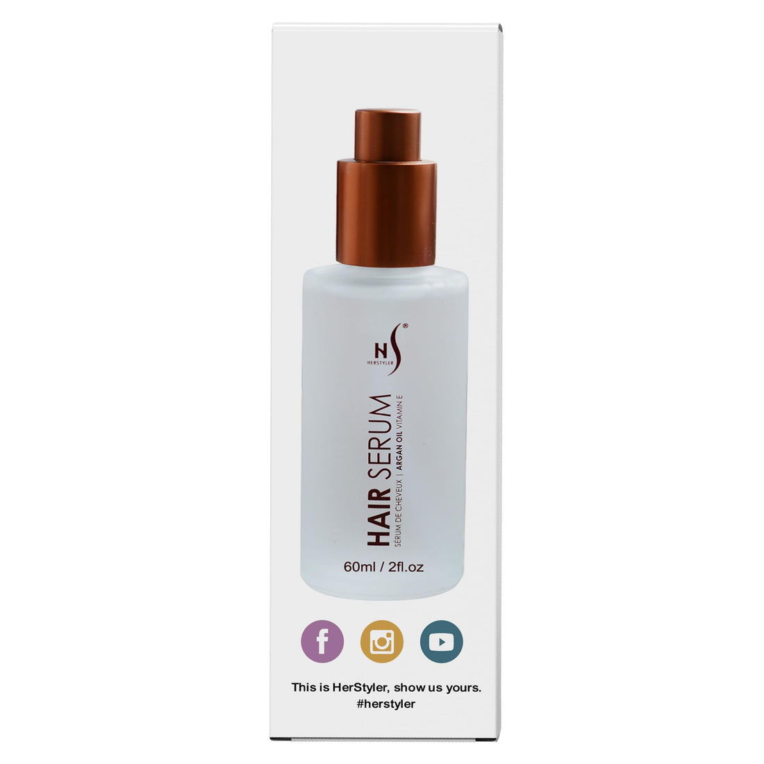 HerStyler Hair Repair Serum - Argan Oil Hair Serum for Frizz Control, Shine and Straightening - Serum for Hair with Vitamin E and Aloe Vera - 2 Fl. Oz. / 60 Ml