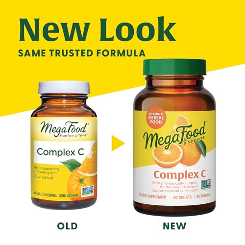 MegaFood Complex C - Vegan Immune Support Supplement with Vitamin C 250 mg, Made with Real Food Including Orange, Cranberry & Brown Rice, Gluten-Free, Kosher - 180 Tablets, 180 Servings