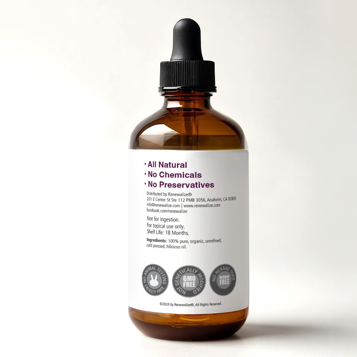 Virgin Organic HIBISCUS SEED OIL | Unrefined Cold Pressed 100 Percent Pure | Large 4 fl oz bottle | All Natural Anti Aging and Hair Growth oil