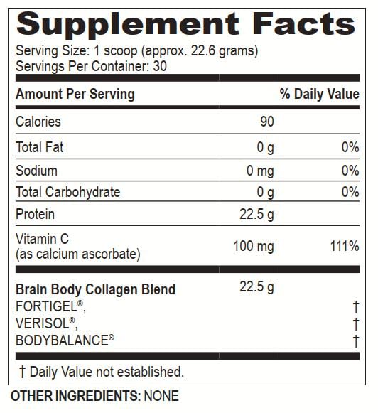 Brain Body Unflavored Collagen Peptides Powder - Premium Supplement for Skin, Muscle, and Joints - Collagen Supplements for Men and Women - 30 Servings - 678 Grams - 22 Grams of Protein