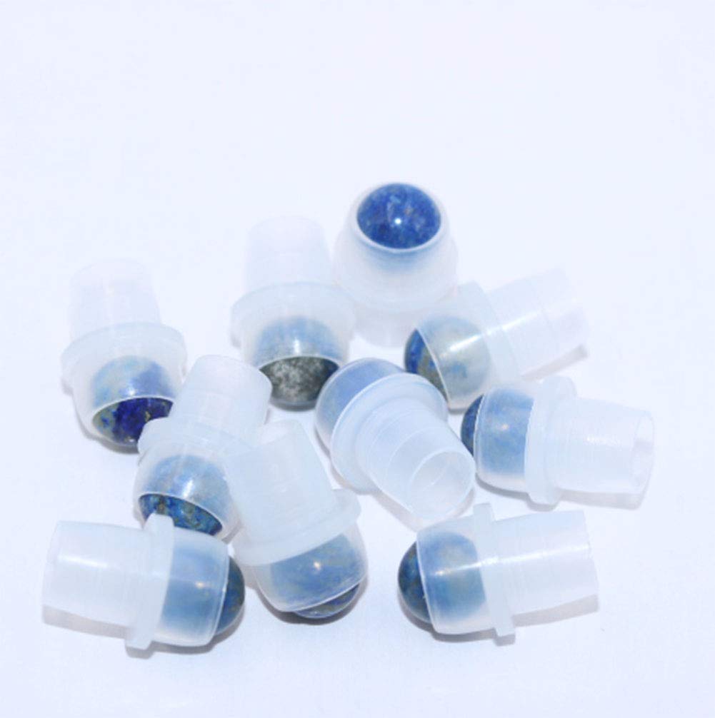 Furnido 10 Pack Natural Crystal Stones Roller Balls For Essential Oils,Use of Standard 5ml 10ml Replacement Roller Balls,Essential Oil Roller Bottles Polished Gemstone With Plastic Insert,Lapis Lazuli