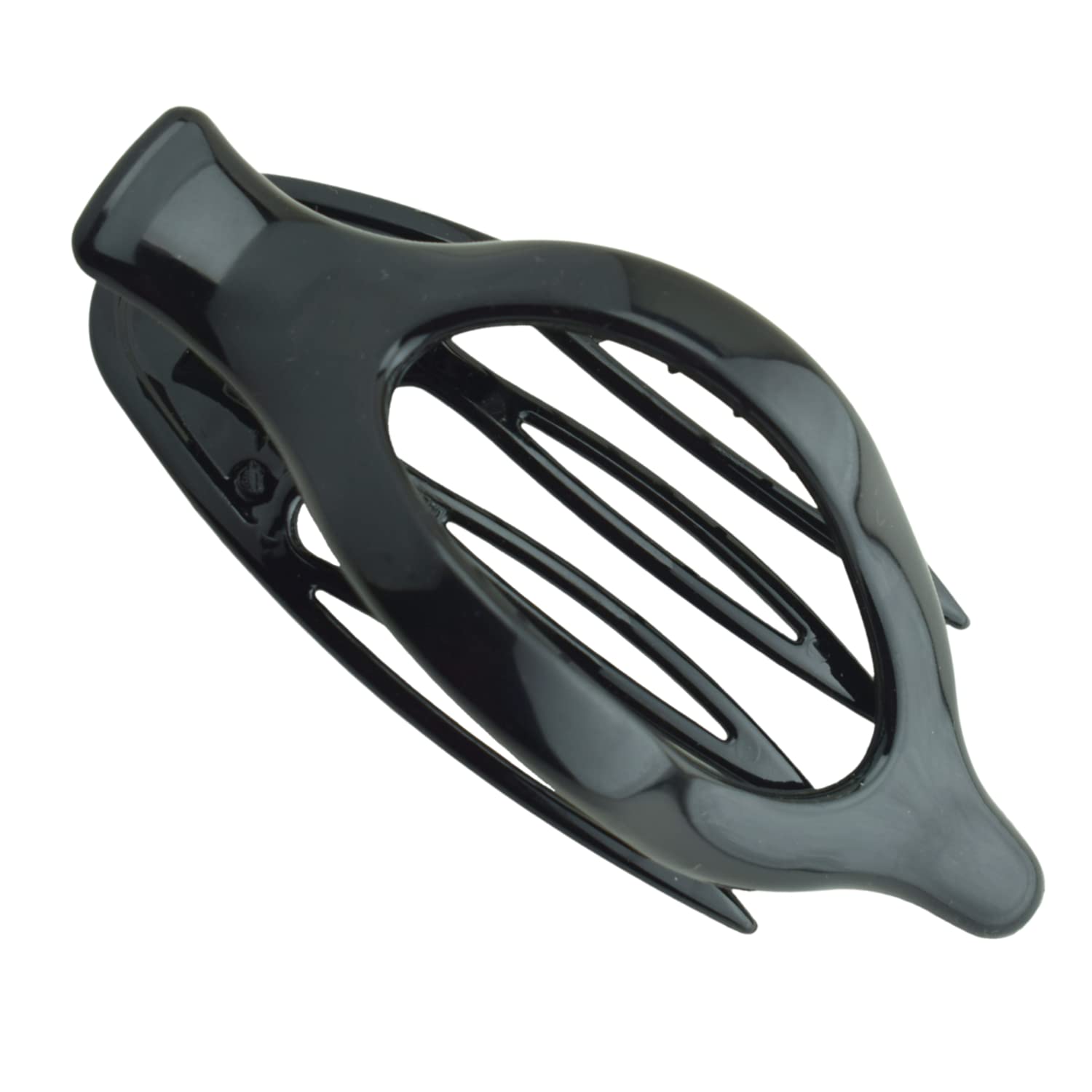 Parcelona France Wide Beak Celluloid Tortoise Shell Side Slide-in Hair Claw Clip (Black)