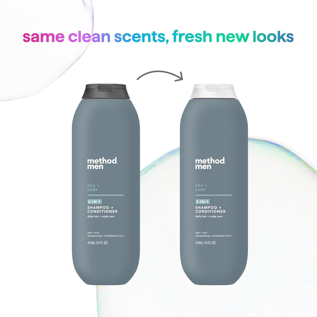Method Men 2-in-1 Shampoo + Conditioner, Sea + Surf, 14 Ounces (Pack of 3)