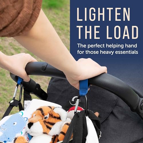 [4 Pack] Stroller Hooks for Bags to Organize Your Day Out - Secure Hold Velcro Stroller Hooks for Hanging Bags - Easy to Attach Stroller Clips for Bags - Portable Stroller Bag Hook - Stroller Hook