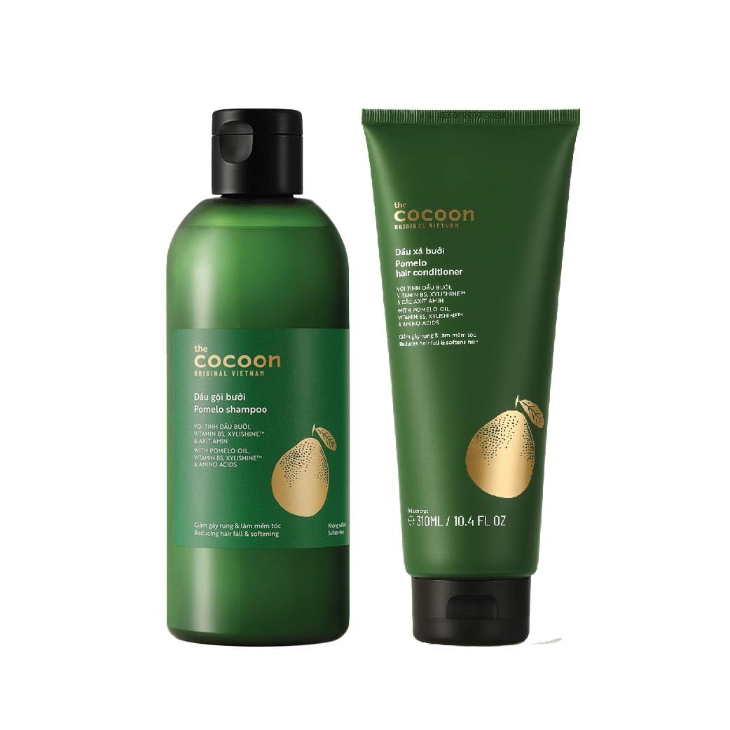 Cocoon Pomelo Shampoo & Conditioner Bundle - Anti Hair Loss, Natural, Sulfate free | For Thinning, Damaged, Color Treated Hair | Reduce Fall & Soften Strands (10.5 fl oz each)