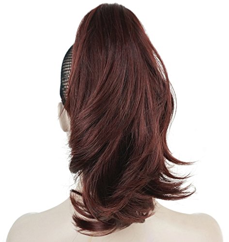 Lydell 12 Dual Use Straight Curly Styled Clip In Claw Ponytail Hair Extension Synthetic Hairpiece 125g with a jaw/claw clip (33A Dark Auburn)