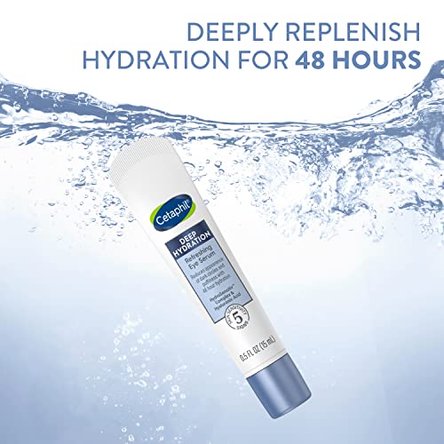 CETAPHIL Deep Hydration Refreshing Eye Serum, 0.5 fl oz, 48Hr Hydrating Under Eye Cream to Reduce the Appearance of Dark Circles, With Hyaluronic Acid, Vitamin E & B5 (Packaging May Vary)