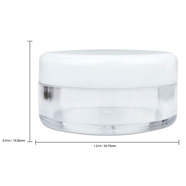 (100 Pcs) Beauticom 5G/5ML High Quality Clear Plastic Cosmetic Container Jars with White Lids