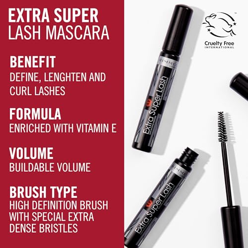 Rimmel Extra Super Lash Mascara, Black, 0.27 Fluid Ounce