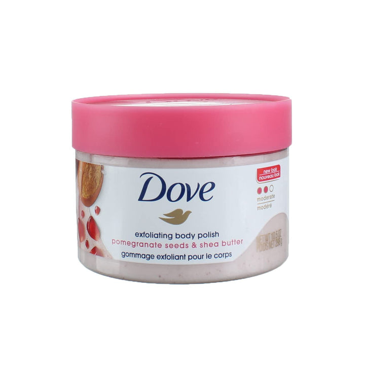 Dove Exfoliating Body Polish Scrub For Silky, Soft Skin Pomegranate & Shea Butter Body Scrub Exfoliates and Provides Lasting Nourishment 10.5 oz