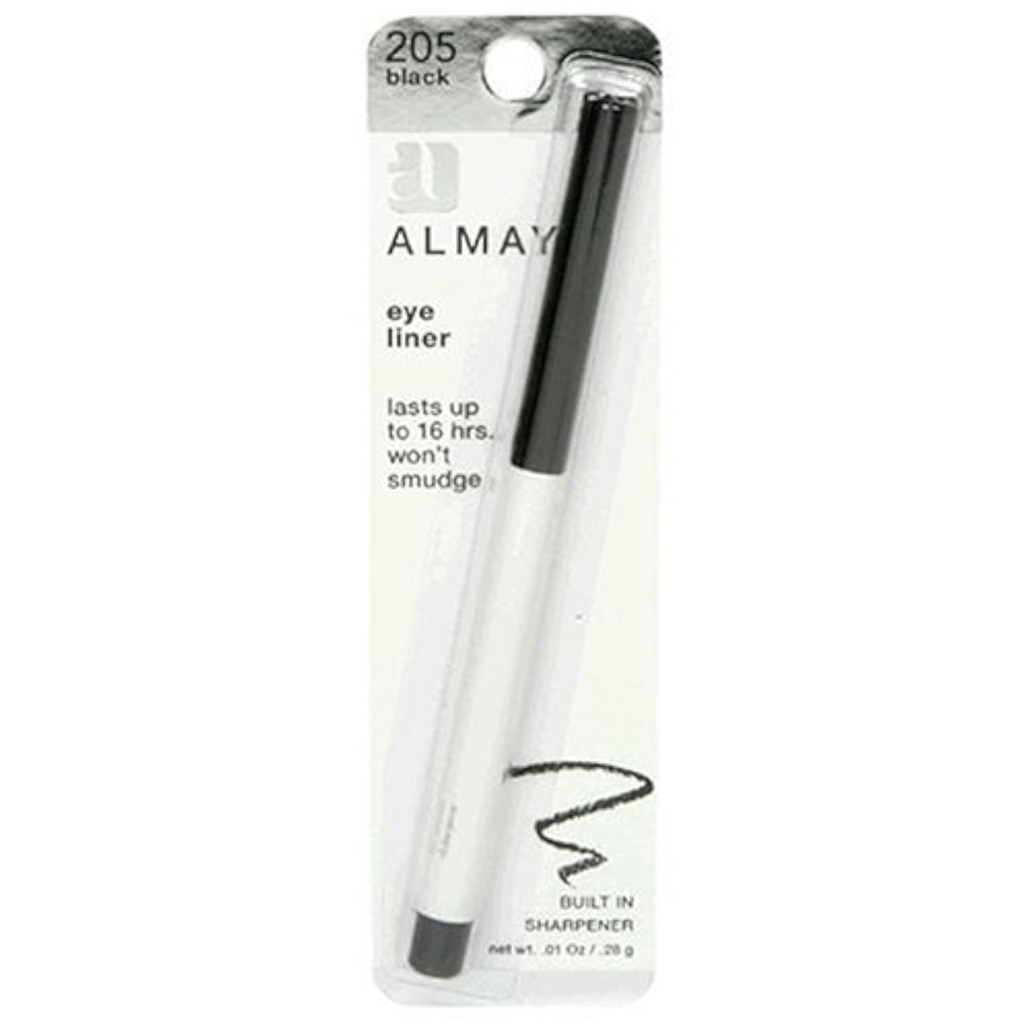 Almay Eyeliner with Built In Sharpener, Black 205, 0.01-Ounce Packages (Pack of 2)