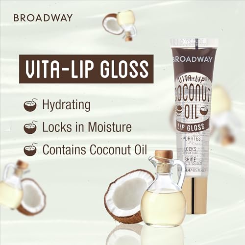 Ruby Kisses Broadway Vita-Lip Clear Lip Gloss (4 Pack Mint, Rosehip, Coconut Oil, Lip Oil Treatment), Ultra-Hydrating & Soothing Formula with Multi-Vitamins, High-Shine Non-Sticky Finish Lip Balm