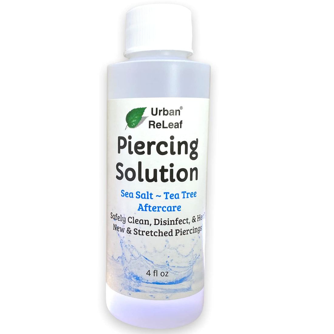 Piercing Solution ! Healing Sea Salts & Tea Tree Aftercare 4 Oz, Ready To Use. Safely Clean, Disinfect & Heal New & Stretched Piercings. Gentle Effective Natural & Soothing. Works Fast