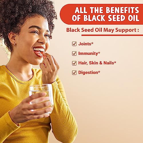 MAJU's Black Seed Oil Capsules - Cold Pressed, 2% Thymoquinone, 100% Turkish Black Cumin Nigella Sativa Seed Oil, 100% Liquid Pure Blackseed Oil 60 Count, 500mg per Capsule