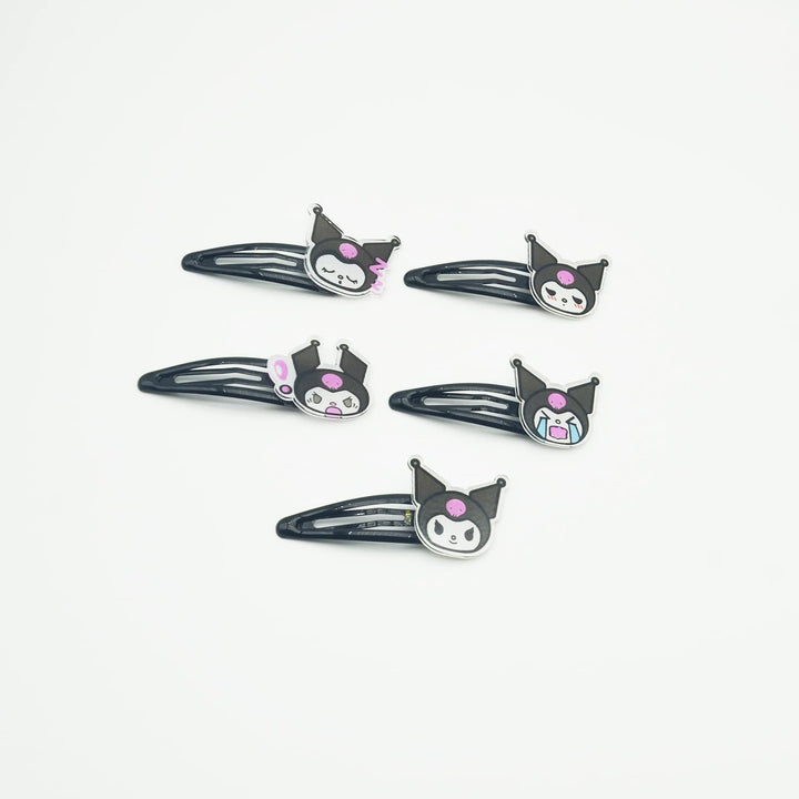 Rondlaho Hair Clip, 5 Pcs Kawaii Kumi Cartoon Pattern Metal Snap Hair Clips, Acrylic Hairpins for Girls Kids Teens Hair Accessories, 2.36 inch, Black Kumi, Youth Female, Hair Securing, 8 Count