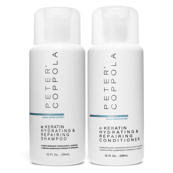 Peter Coppola a-Keratin Hydrating & Repairing Shampoo and Conditioner Duo - Strengthen and Repair Damaged Hair - Nourishes for Soft, Shiny Hair 10 oz