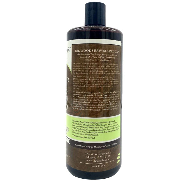 Dr. Woods Raw Moisturizing Black Coconut Papaya Soap with Organic Shea Butter, 32 Ounce