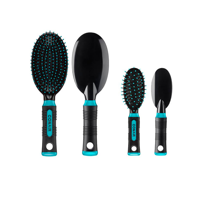 Conair Professional Full and Mid Size Nylon Cushion Brush Set Colors May Vary