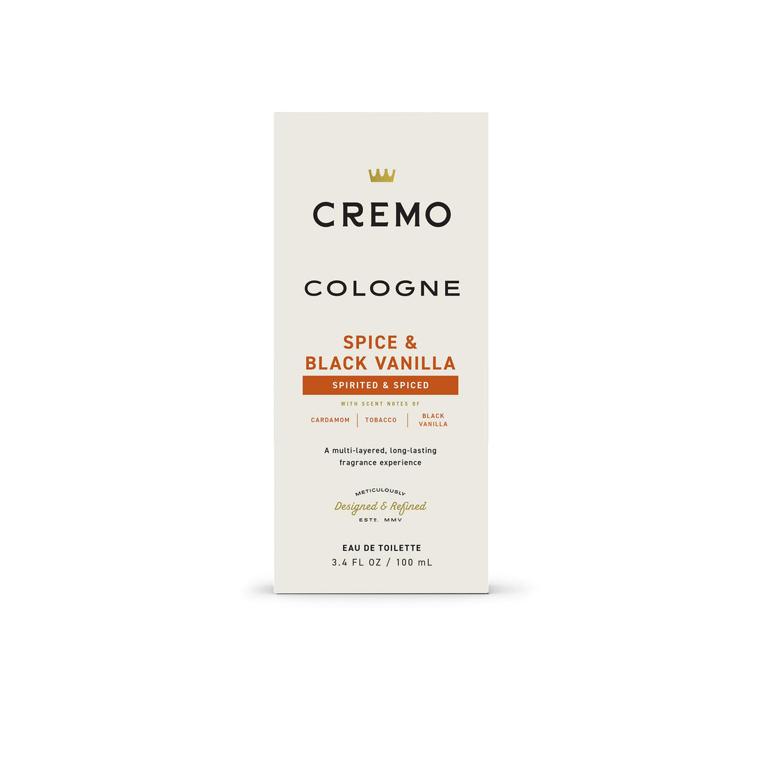Cremo Cologne for Men - Spice & Black Vanilla Mens Cologne Spray - An Explosion of Vibrant Spices, Dark Woods and Black Vanilla, Fragrances For Men, 3.4 Fl Oz