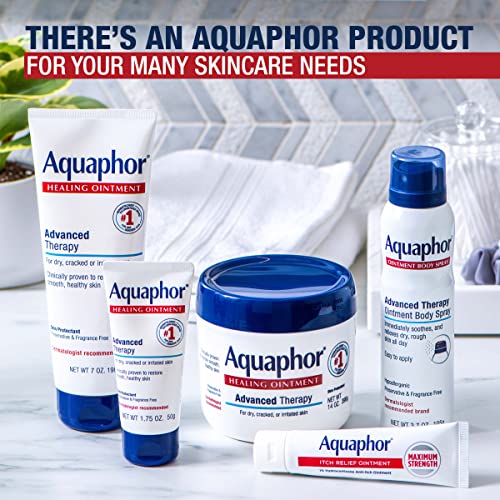 Aquaphor Healing Ointment Advanced Therapy Skin Protectant, Dry Skin Body Moisturizer, 0.25 Oz Jar, Pack of 6
