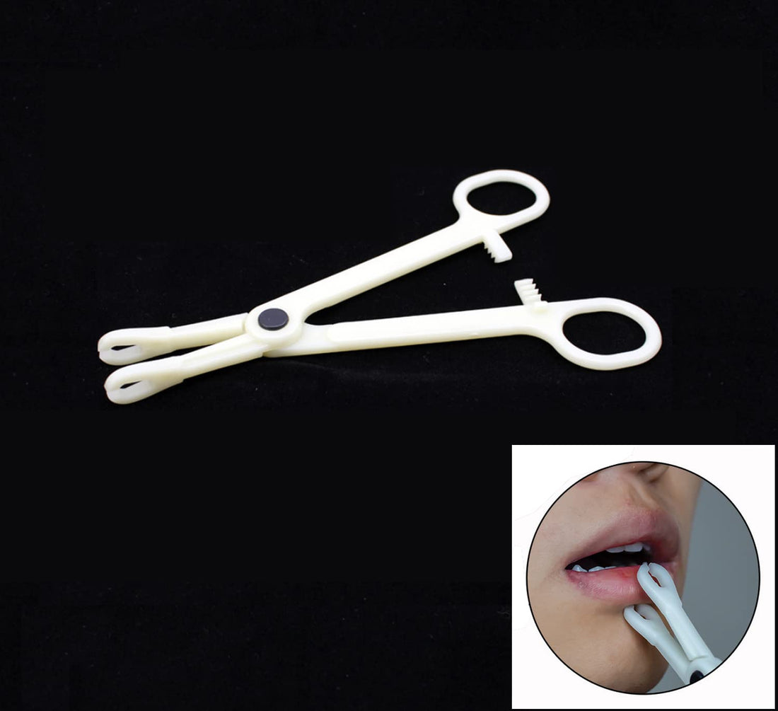 Black Menba Pack of 10 Disposable Sterile Slotted Navel Forceps For Tattoo Piercing Tool (B)