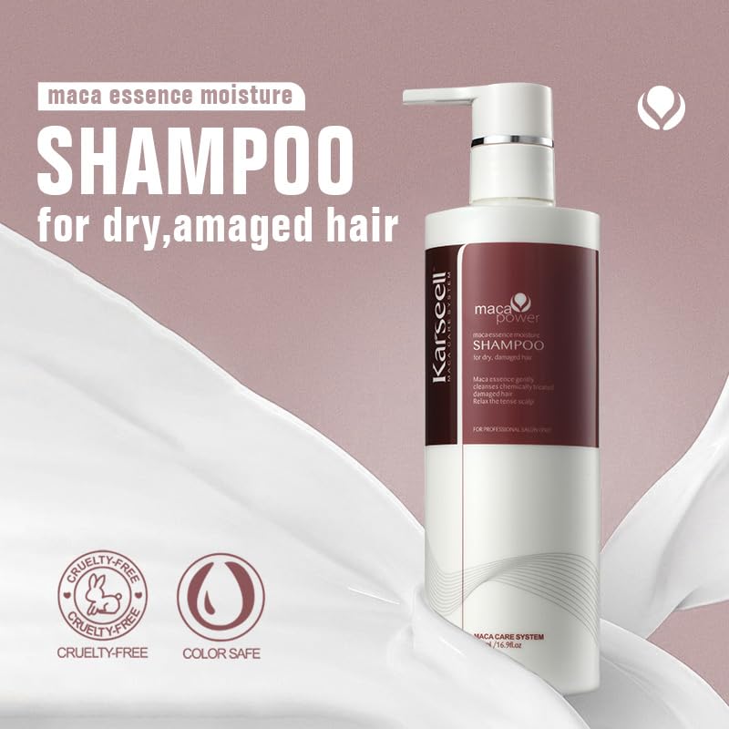 Karseell Shampoo Argan Oil Herbal Extract Moisturizing Deep Repair Conditioning Sulfate Free Shampoo for Dry and Damaged Hair 16.9Oz 500ml
