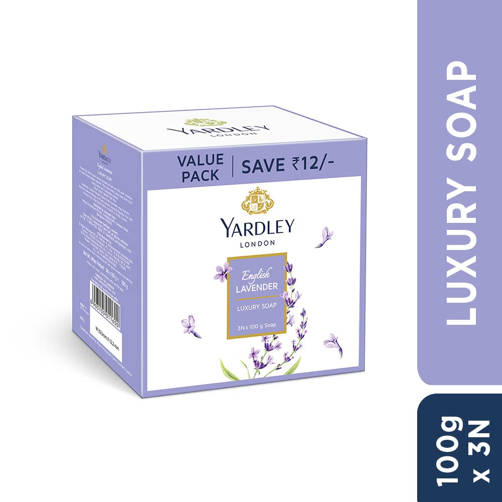 Yardley London English Lavender Luxury Soap| Daily Bathing Soap For Women| Luxury Soap With Creamy Lather| 90% Naturally Derived| 100g Each (Pack of 3)