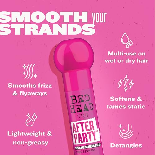 Bed Head by TIGI After Party Super Smoothing Cream – Anti Frizz hair styling product with humidity protection for frizzy, dull or coarse hair, 3.38 fl. oz.