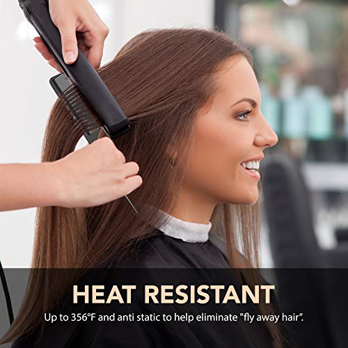 Professional 8.8 Inch Tail Comb - Black Carbon Fiber And Stainless Steel Pintail - Anti Static And Heat Resistant Teasing Lightweight Comb For All Hair Types