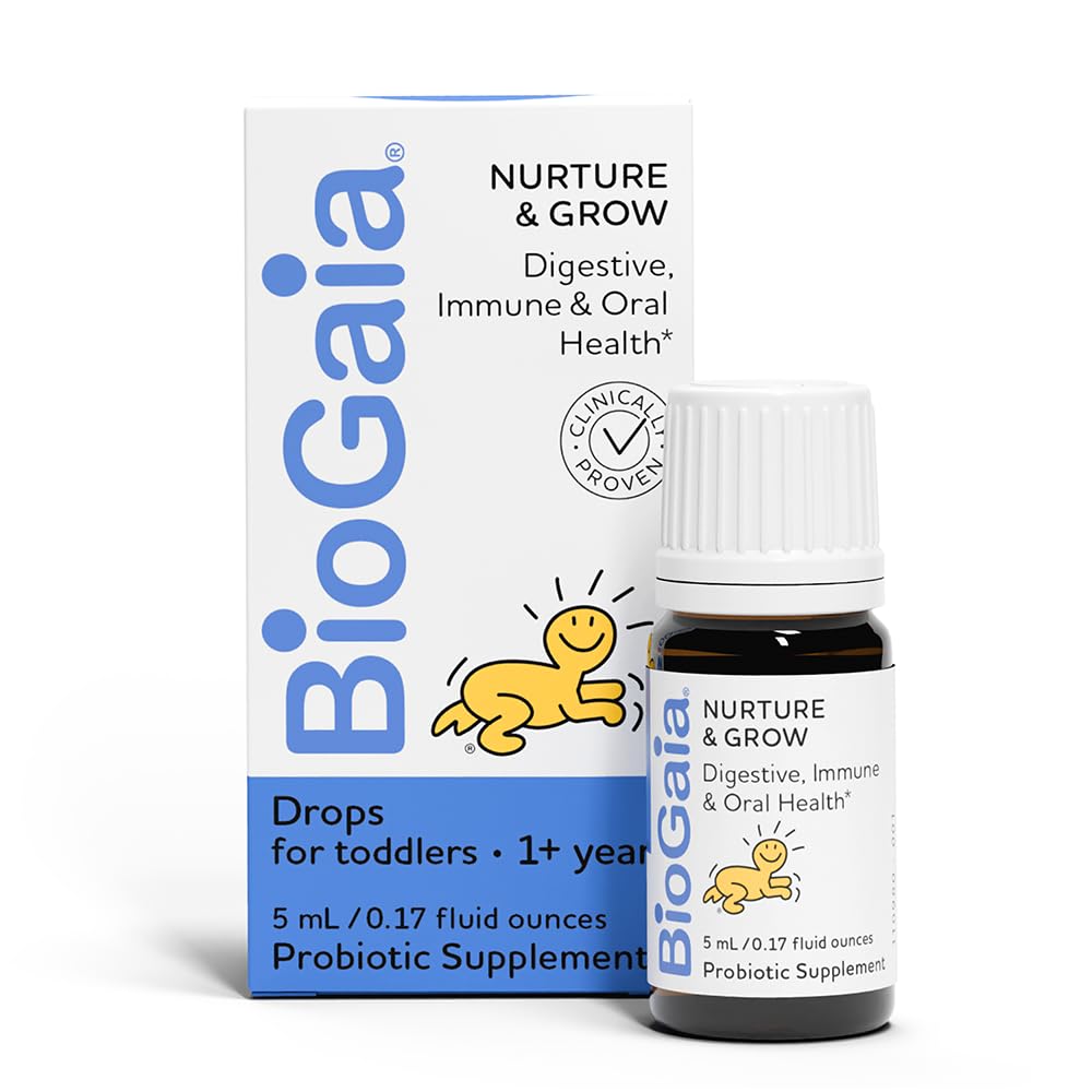 BioGaia Nurture & Grow Toddler Probiotic | Ages 1+ | Liquid Probiotic | Allergen-Free | Triple-Benefit Probiotic for Kids | Digestive Health, Immune Support & Oral Health Protection | 25-Day Supply