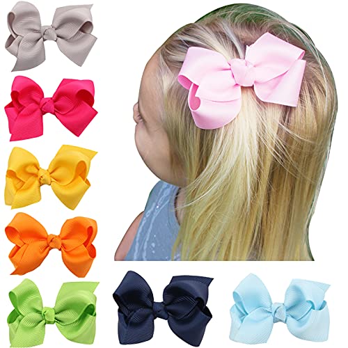 ZOONAI 3 Inch Baby Girl Hair Bows Boutique Hair Clip Teens Toddlers Hairpin Headwear - Set of 2 (Ivory)