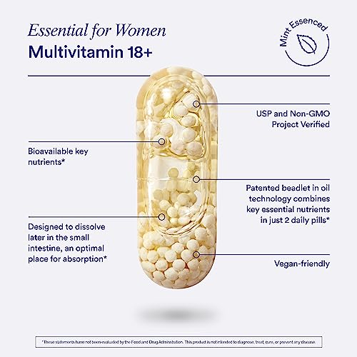 Ritual Multivitamin for Women 18+ with Vitamin D3 for Immune Support*, Vegan Omega 3 DHA, B12, Iron, Gluten Free, Non GMO, USP Verified, 30 Day Supply, 60 Capsules