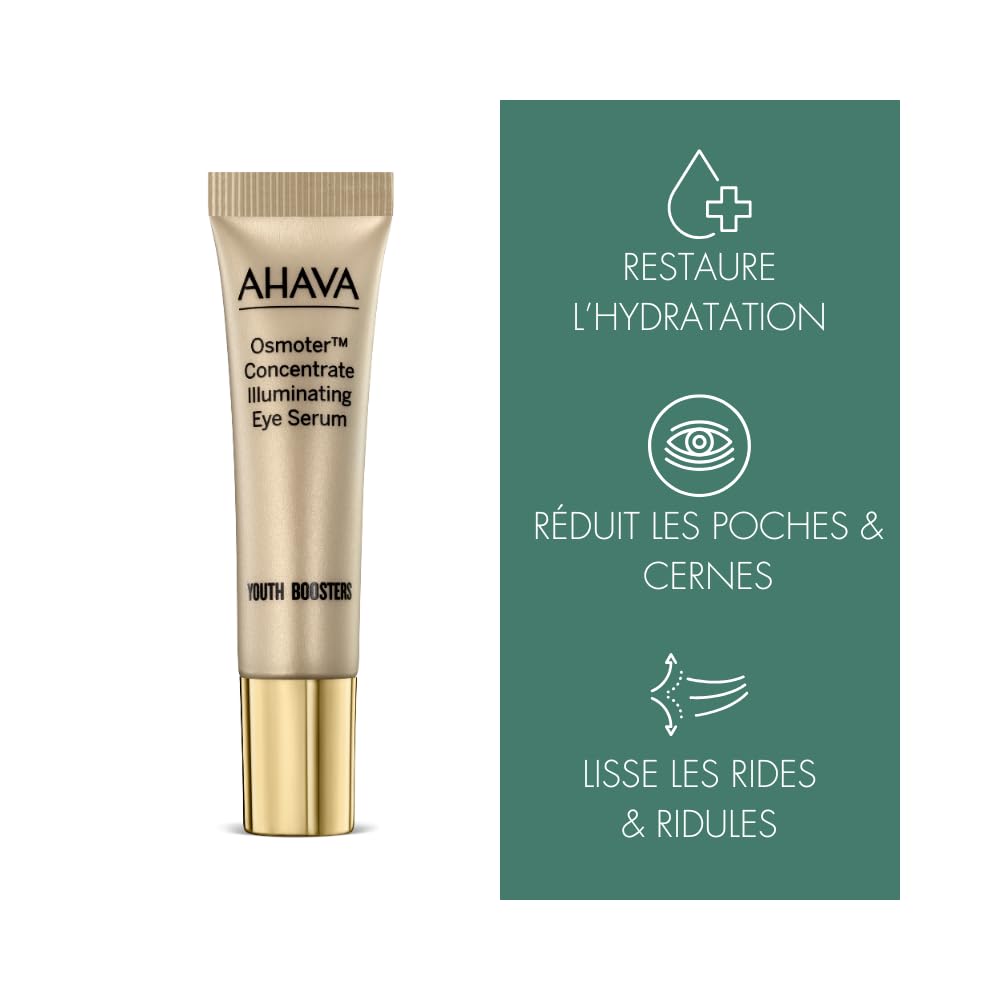 AHAVA Osmoter Concentrate Illuminating Eye Serum - Silky Serum to Boost Eyes’ Youthfulness & Revitalization, Enhances Luminosity, Reduces Dark Circles, with Exclusive Osmoter X3 & Caffeine, 0.5 Fl.Oz